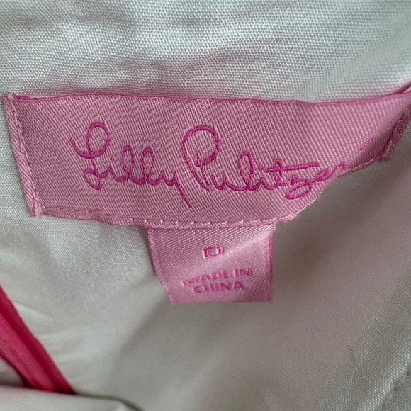 Lilly Pulitzer Dress Pink Floral Turquoise Cotton Blend Pockets Size‎ 0 - Picture 11 of 11